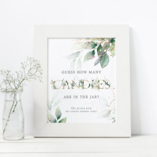 Poster Panneau Combien de Bonbons Eucalyptus Vert