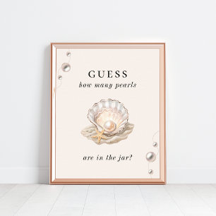 Poster Panneau Combien de perles de Baby shower côtier Je