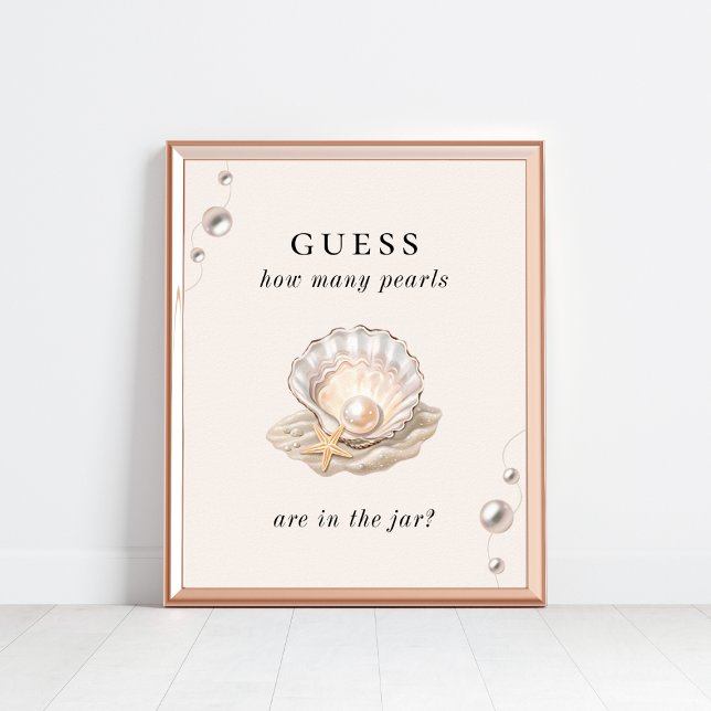 Poster Panneau Combien de perles de Baby shower côtier Je (Créateur téléchargé)
