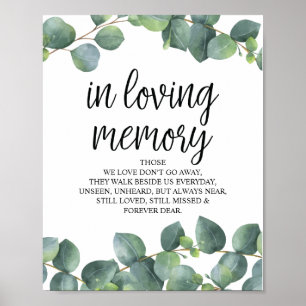 Poster Panneau commémoratif à la mémoire d'eucalyptus ver