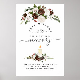 Poster Panneau commémoratif Bordo Blanc Floral En Souveni