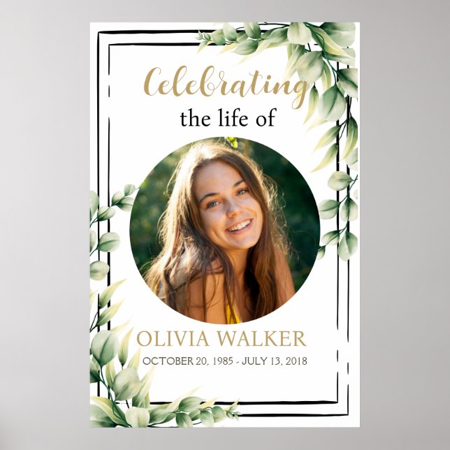 Poster Panneau commémoratif de funérailles avec photo (Devant)