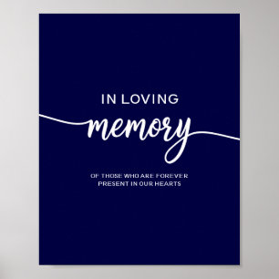 Poster Panneau commémoratif de mariage bleu marine élégan