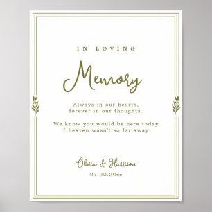 Poster Panneau commémoratif de mariage Olive Green Olive