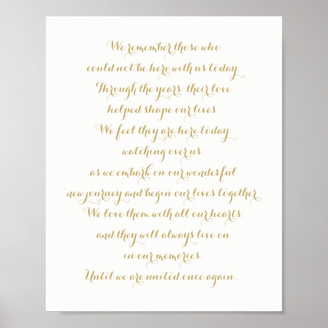 Poster Panneau commémoratif de mariage personnalisé Or (Devant)