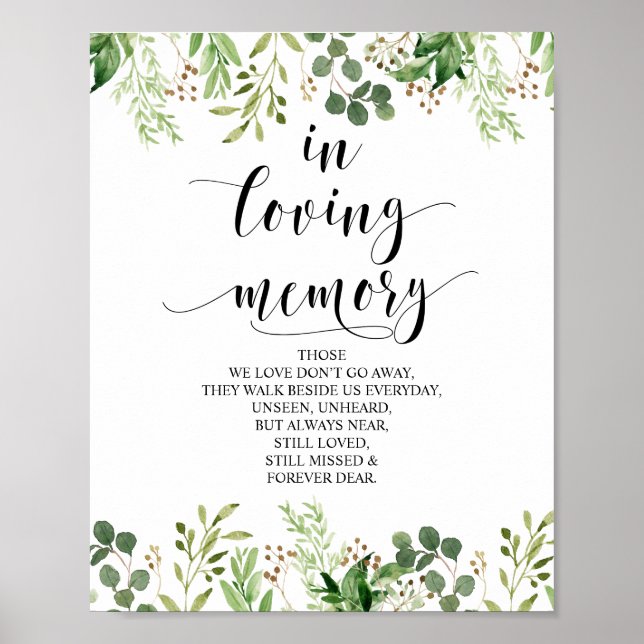 Poster Panneau commémoratif de verdure en mémoire aimante (Devant)