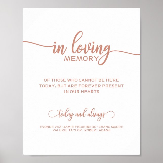 Poster Panneau commémoratif en mémoire avec noms (Devant)