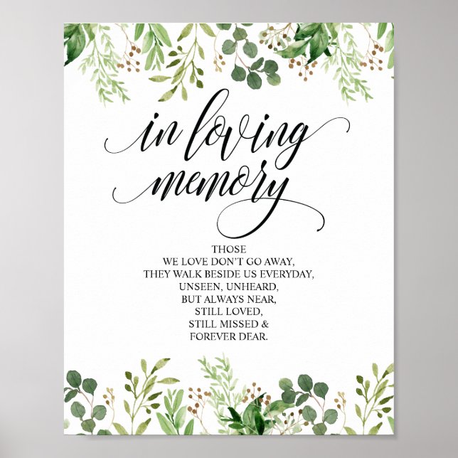 Poster Panneau commémoratif en mémoire avec verdure (Devant)