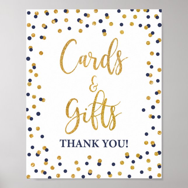 Poster Panneau Confetti Parties scintillant Marine & Or (Devant)