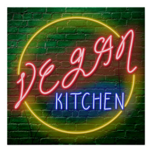 Poster Panneau cuisine Neon Vegan