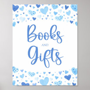 Poster Panneau Cute Blue Hearts Valentine Livres et Cadea