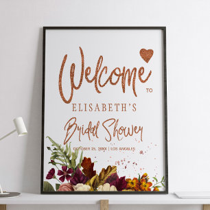 Poster Panneau d'accueil de la douche à nuptiale à fleurs
