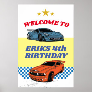 Poster Panneau d'accueil de la fête automobile, panneau d