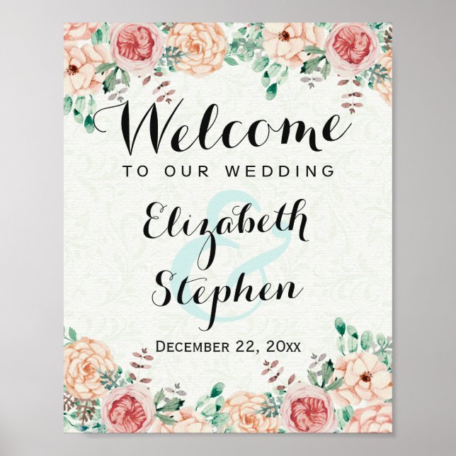 Poster Panneau d'accueil de mariage de couleur aquarelle (Devant)