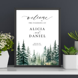 Poster Panneau d'accueil de mariage d'hiver de la pinède 