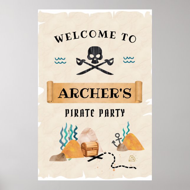 Poster Panneau d'accueil pirate, soirée pirate (Devant)