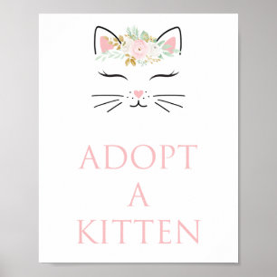 Poster Panneau d'adoption de chaton fête d'anniversaire d