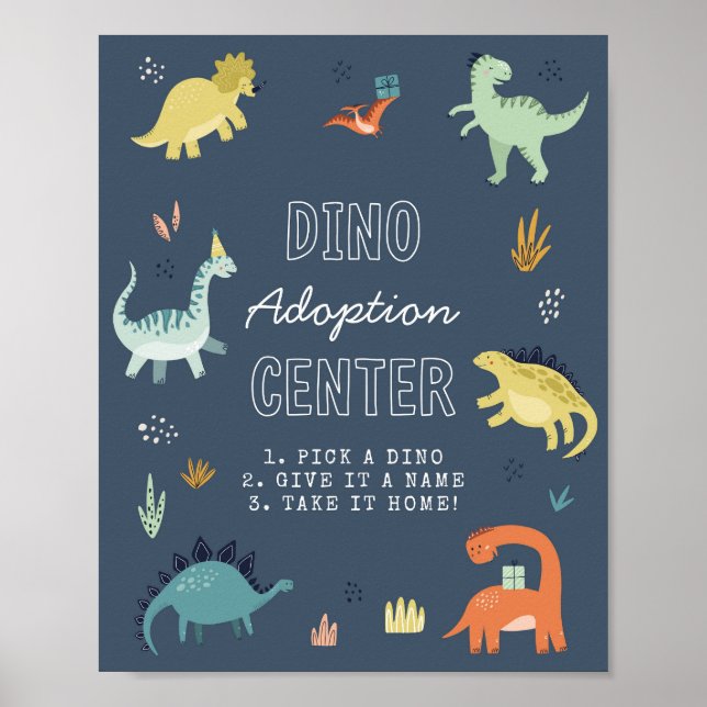 Poster Panneau d'adoption de dinosaure mignon (Devant)