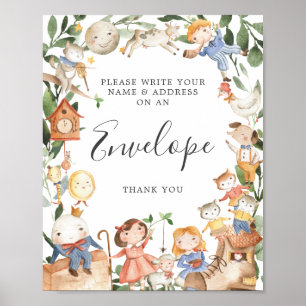 Poster Panneau d'adresse de Baby Shower sur les comptines