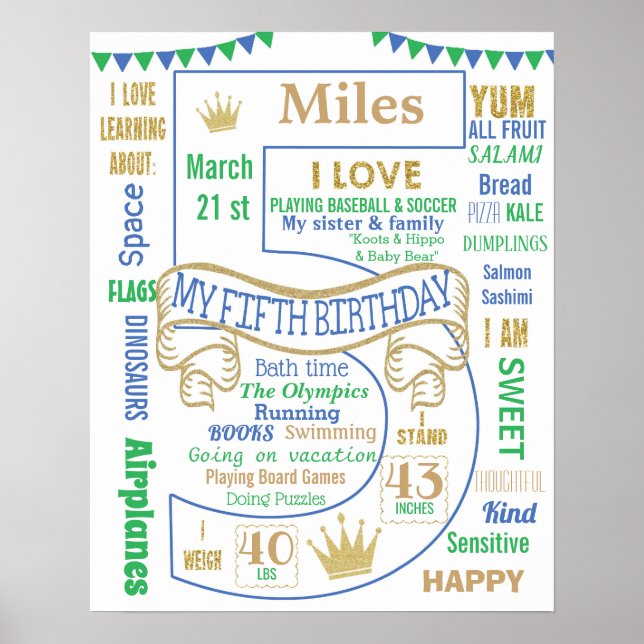 Poster Panneau d'affiche de 5e anniversaire bannière pann (Devant)