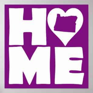 Poster Panneau d'affiche de l'Oregon Home Heart State