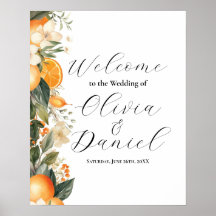 Panneau d'affiche Mariage de bienvenue Oranges de