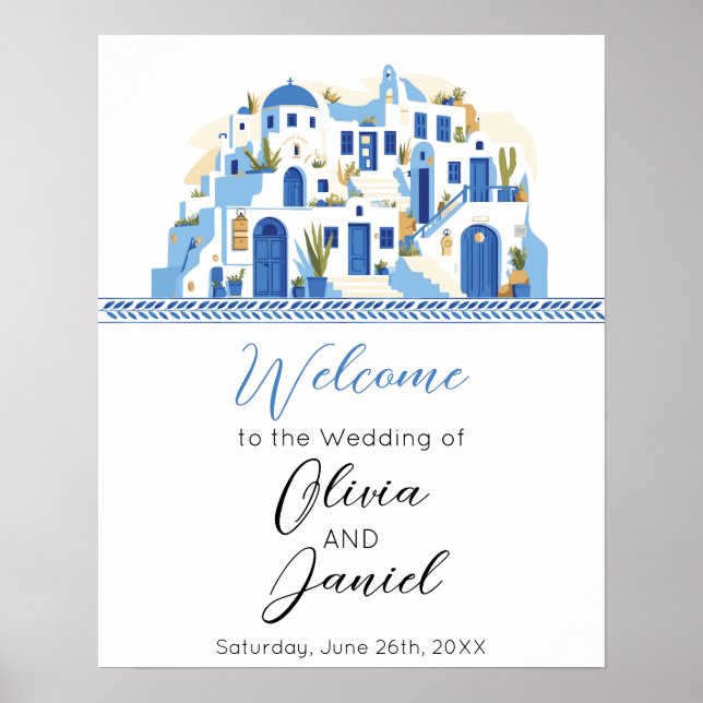 Poster Panneau d'affiche Mariage de bienvenue Santorini G (Devant)