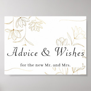 Poster Panneau d'affiche Mariage Gold Flower Advice and W