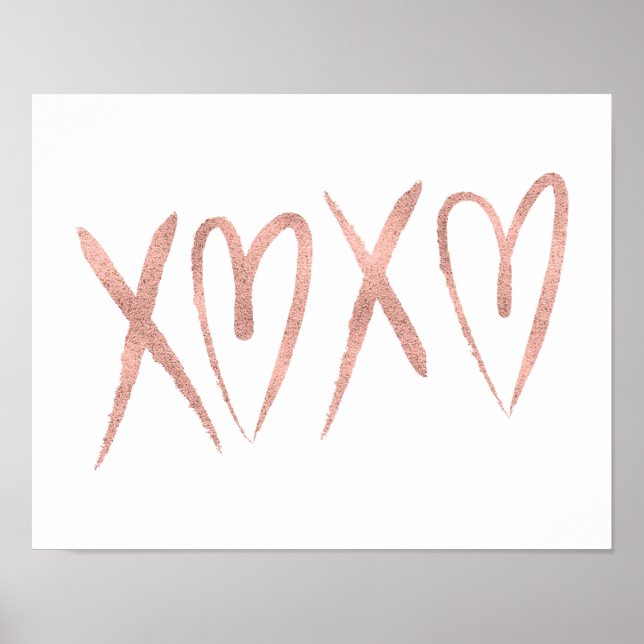 Poster Panneau d'affiche moderne Brossé Rose or Valentine (Devant)