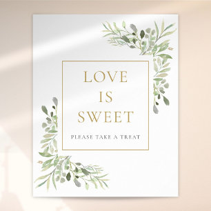 Poster Panneau d'amour de verdure à l'aquarelle est doux