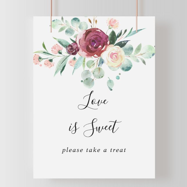 Poster Panneau d'amour floral d'eucalyptus contemporain e (Créateur téléchargé)