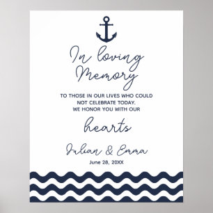 Poster Panneau d'ancrage de mariage en souvenir à la mémo