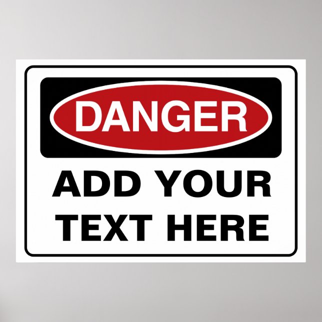 Poster Panneau DANGER personnalisé - ajoutez votre propre (Devant)