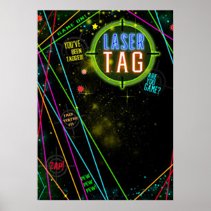 Poster Panneau d'anniversaire à faisceaux de lumière de c