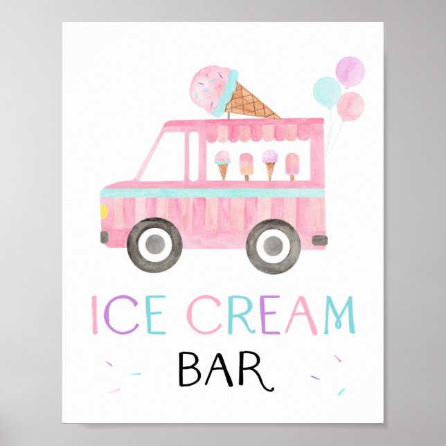 Poster Panneau d'anniversaire de la barre de crème glacée (Devant)