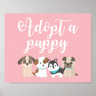 Poster Panneau d'anniversaire pour chiot Adoptez un chiot