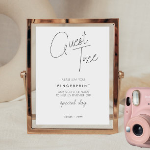 Poster Panneau d'arbre de mariage empreinte digitale mini