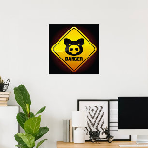 Poster Panneau d'avertissement Cochon dangereux
