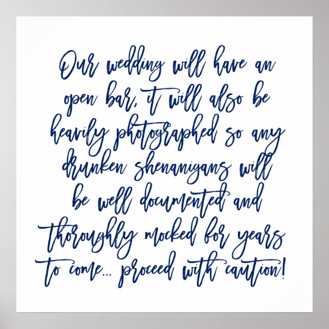 Poster Panneau d'avertissement Mariage à la main chic (Devant)