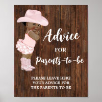 Panneau de Baby shower AA Cowgirl Conseils aux par