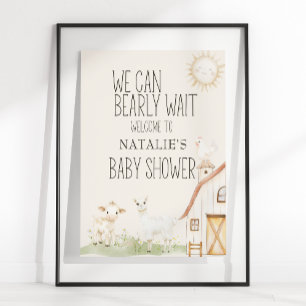 Poster Panneau de Baby Shower Animaux de la Ferme Amis de
