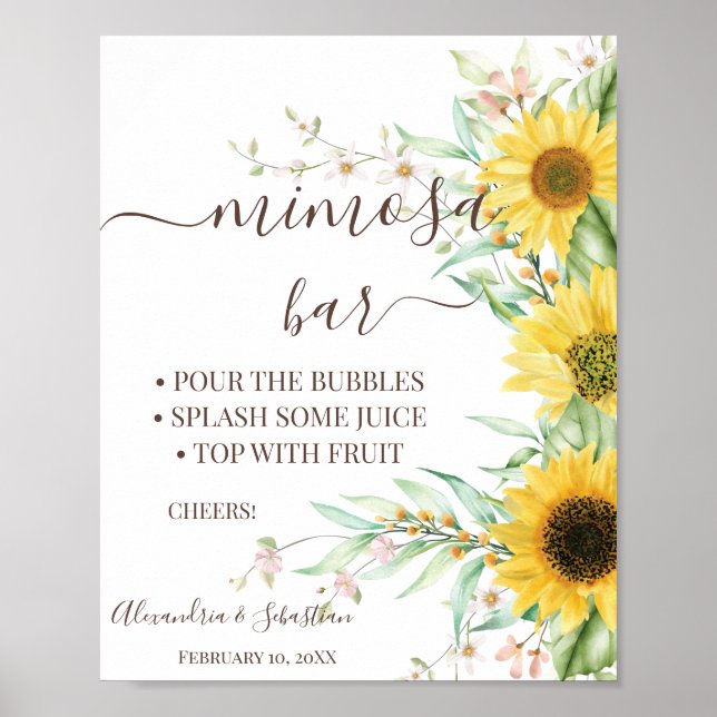 Poster Panneau de Baby Shower Bar Mimosa de verdure de to (Devant)
