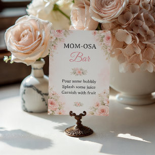 Poster Panneau de Baby Shower Bar Mom-Osa Floral Rose