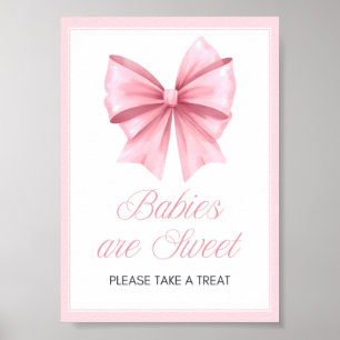 Poster Panneau de Baby shower Coquette Bow rose