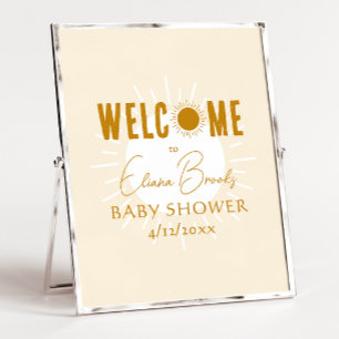 Poster Panneau de Baby shower de bienvenue Rustique Boho 