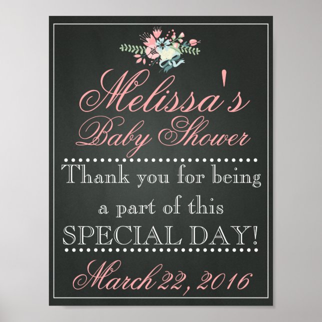 Poster Panneau de Baby shower de la calque customisée, af (Devant)