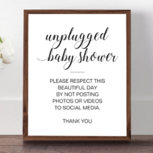 Poster Panneau de Baby Shower Débranché sans Réseaux Soci