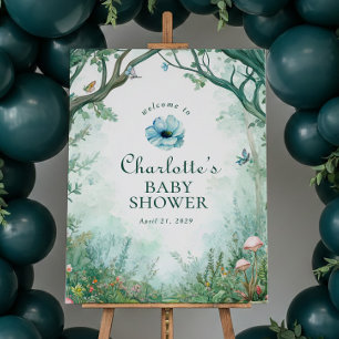 Poster Panneau de Baby Shower Forêt Enchantée Forêt de Co