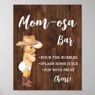 Poster Panneau de Baby shower Mimosa Bar Momosa Bar Cowbo