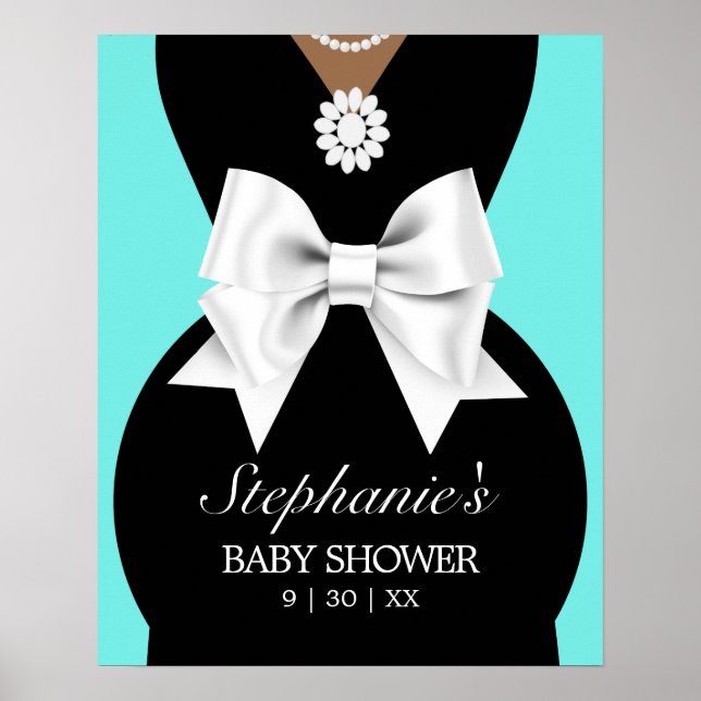 Poster Panneau de Baby shower moderne Aqua Turquoise Ethn (Devant)